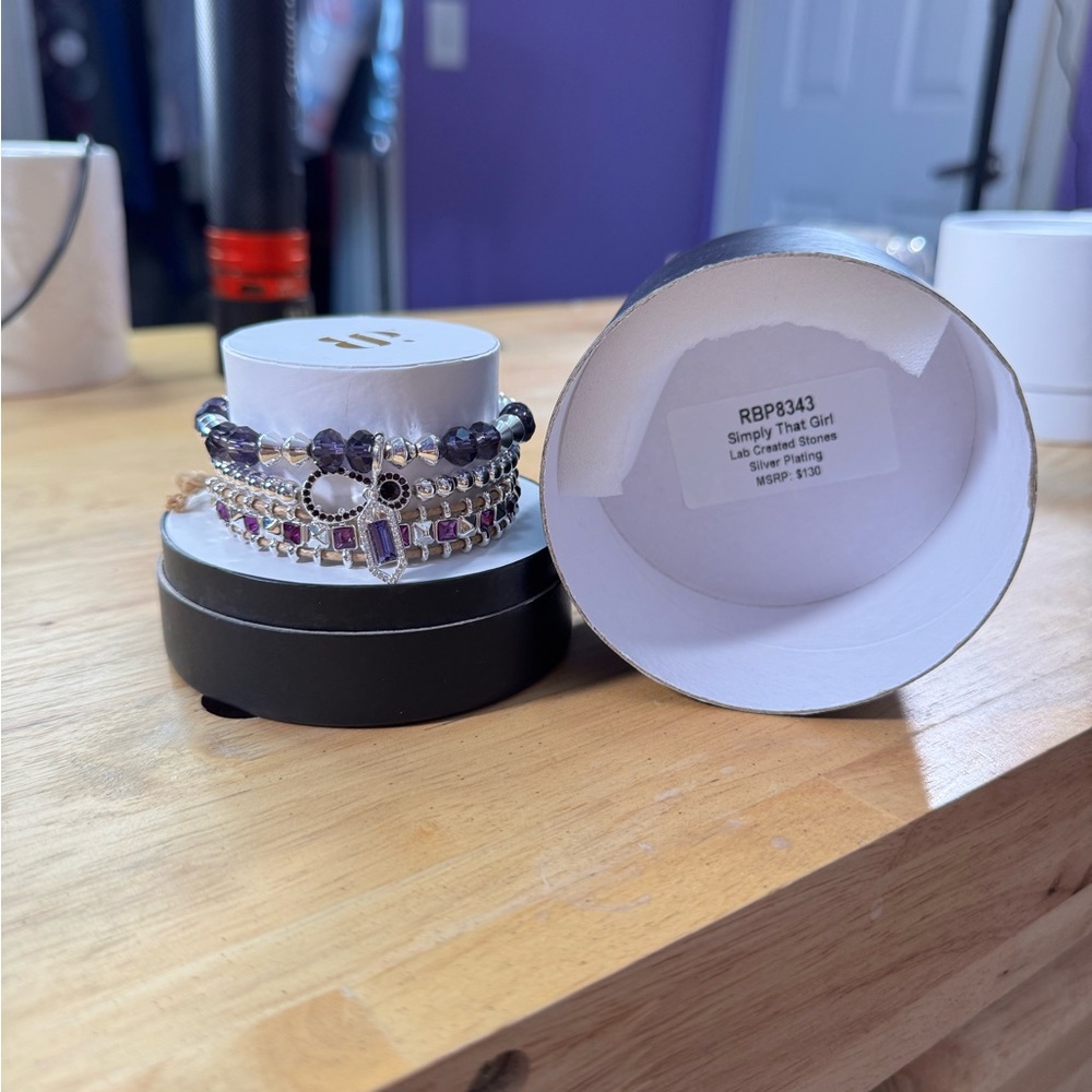 Simply That Girl Purple and Silver Bracelet Set